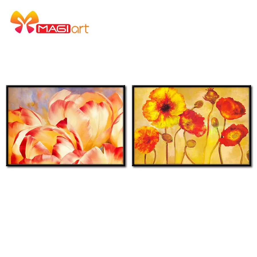 

Cross stitch kits Embroidery needlework sets 11CT water soluble canvas patterns 14CT Flower painting Bright flowers-NCMF028