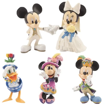 

5 Disney Wedding Mickey Mouse Dolls Boxed Doll Minnie Donald Duck Mickey Cake Decoration Model PVC material Baby birthday gift