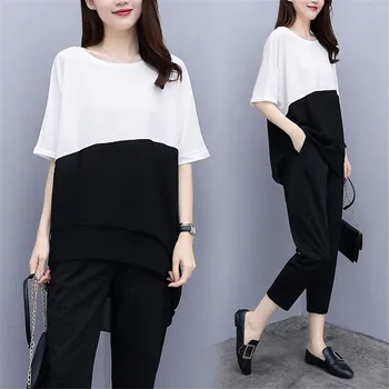 

2019 Summer 2 Two Piece Outfits Tracksuits for WomenPants Suits and Top Plus Size Large Co-ord Setwomen sportwear