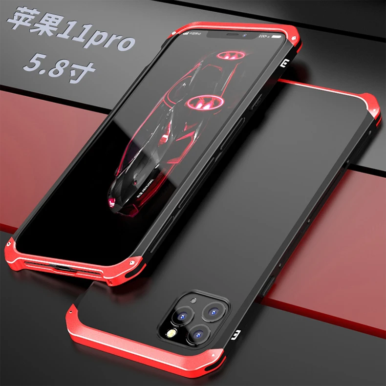 Shockproof Armor Phone Case For iPhone 13 12 Pro MAX 13 Mini 11 XS XR SE 2 8 7 6 Case Aluminum Metal Bumper Matte PC Cover Coque