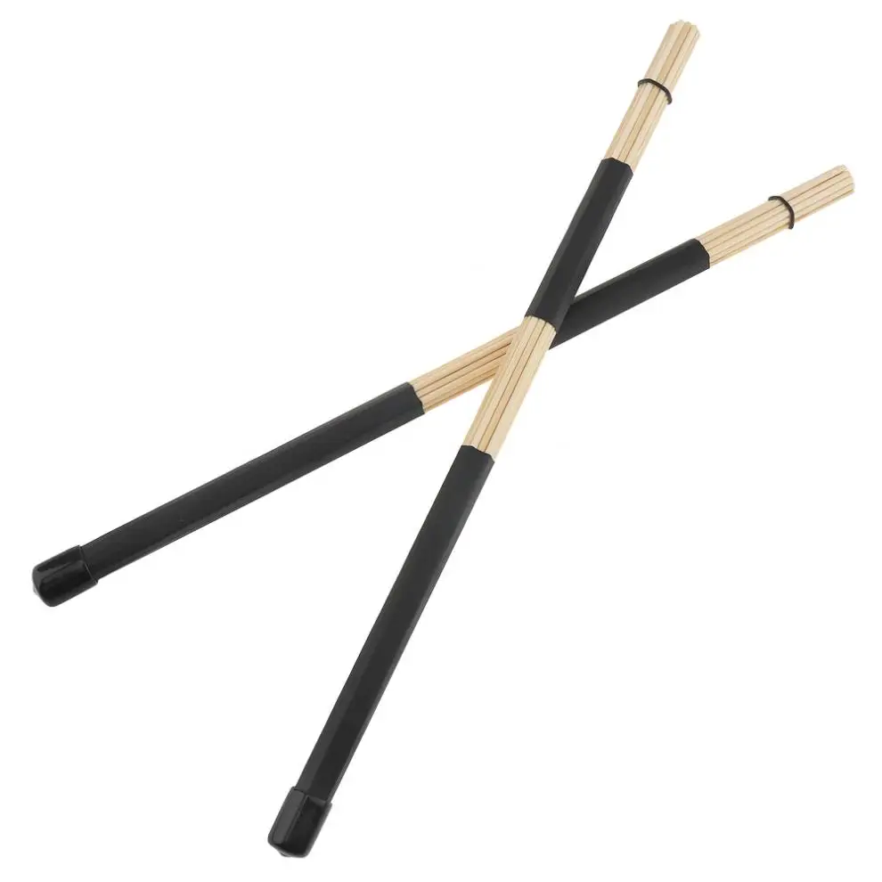 1 пара 40 см 15,7 дюймов джазовые ударные щетки с черной резиновой ручкой бамбуковые барабанные палочки с бархатной сумкой