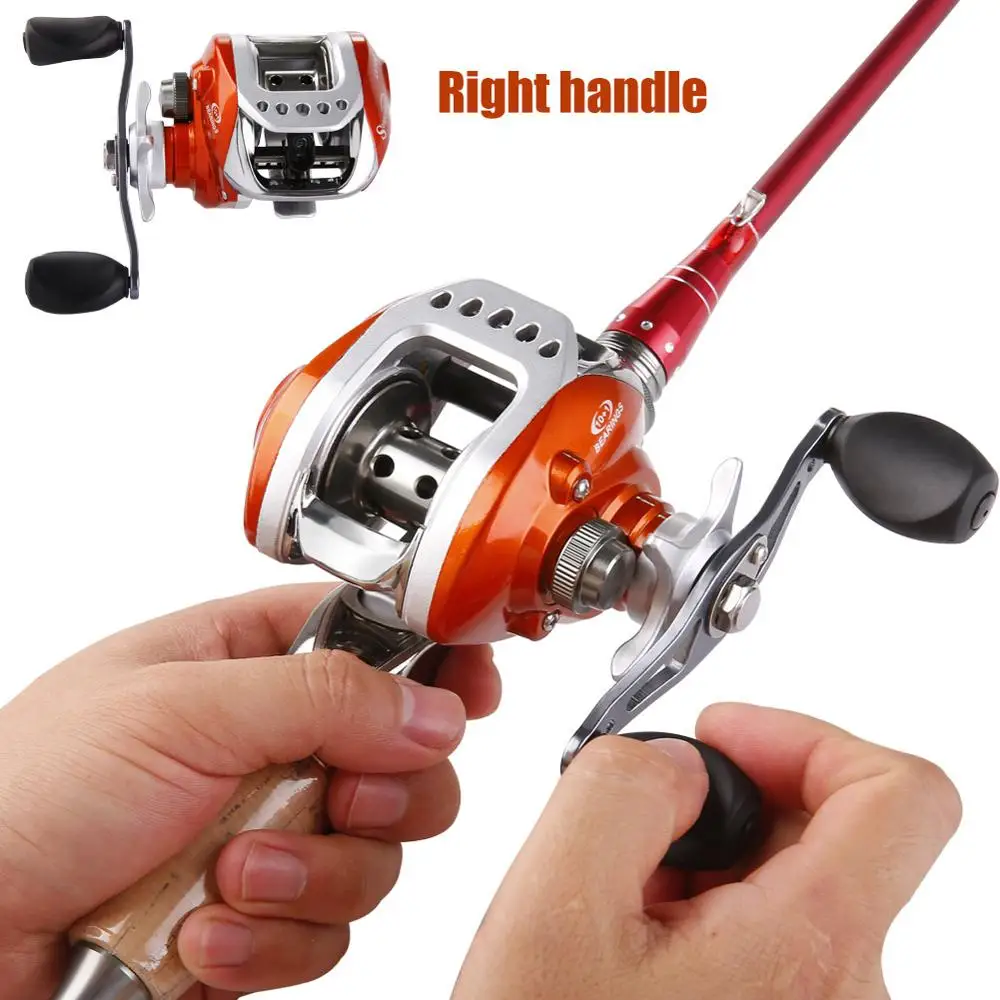 Sougayilang Stealth Super Light Carbon Body 10+1BB Fresh/Salt Water Carp Baitcasting Fishing Reel Lure Baitcasting Reel Casting - Цвет: Orange Right Hand