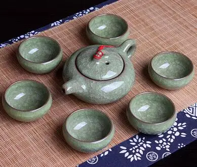 Light Green В китайском стиле «кунг-фу» Чай набор кухонных керамических Чай горшок Чай чашки 7 шт./компл. Чай Услуги комплект Чай горшок набор Путешествия Чайный сервиз Чай аксессуары - Цвет: Light Green