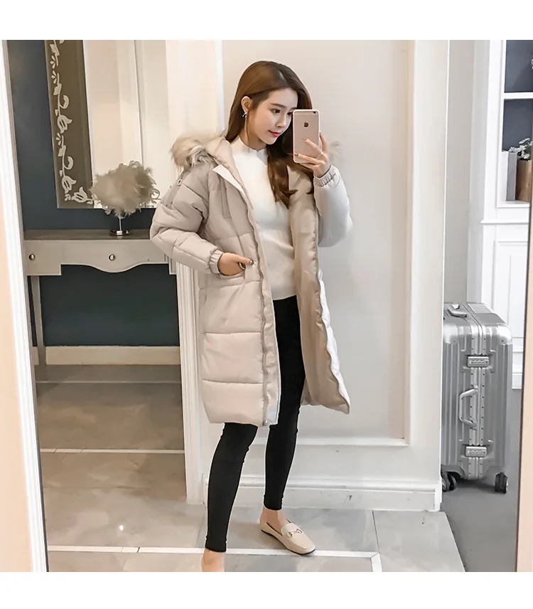 Пальто для фотосессии, пуховик, хлопковая стеганая одежда, женское платье, зимнее плотное пальто средней длины, пальто с капюшоном и мехом