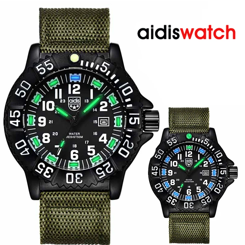 

Mens Watches Top Luxury Brand Men Hour Quartz Watch Analog Waterproof Sports Army Military WristWatch Clock Green night light