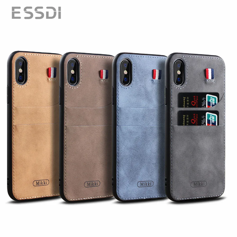 

Essidi Luxury Card Holder Case for iPhone 7 8 Plus Leather Wallet Back Case for iphone X XR XS Max Phone Cover Mobile Accessory