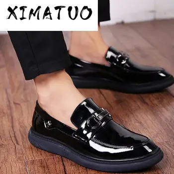 

Mens Shoes Casual Thick Bottom Loafers Footwear Slip On Luxury Shoes Men Patent Leather Men's Shoes 2020 Zapatillas Hombre