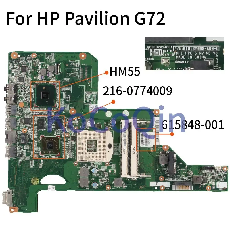 KoCoQin laptop Motherboard For HP Pavilion G72
