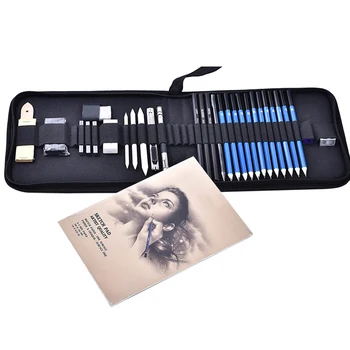40 pcs Professional Sketching Drawing Pencils Kit Set include 8B,6B,5B,4B,3B,2B,B,HB,2h,3h,4h,5h Pencil for Art Supplies School