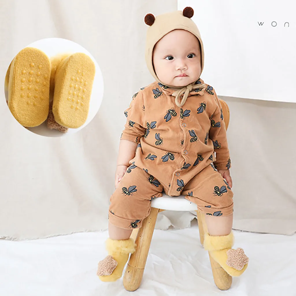 Детские носки-тапочки для девочек и мальчиков, зимние теплые нескользящие носки для новорожденных от 0 до 18 месяцев, рождественские носки со звездами Skarpetki