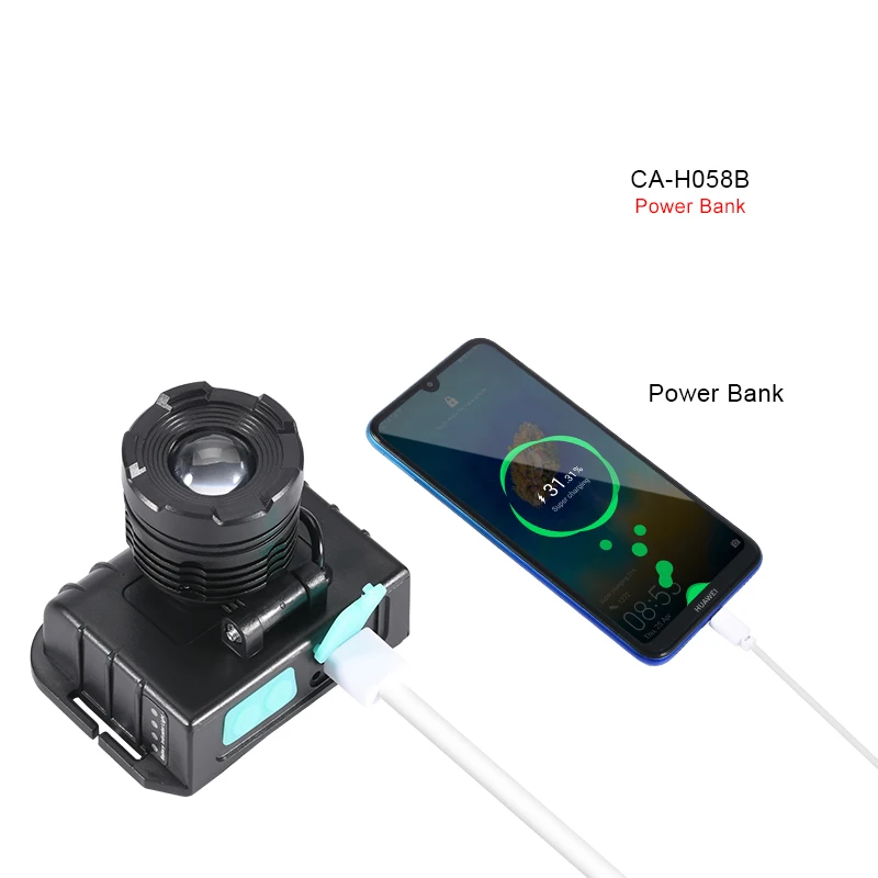 COBA power bank 2000LM светодиодный налобный фонарь T6 головной светильник масштабируемый