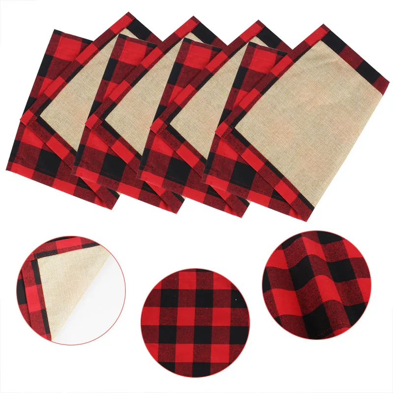 Christmas Red Black Plaid Placemat Christmas home Decoration Table Pad Mat Christmas Kitchen Supplies Navidad New Year 2021 gift Christmas Red Black Plaid Placemat Christmas home Decoration Table Pad Mat Christmas Kitchen Supplies Navidad New Year 2021 gift