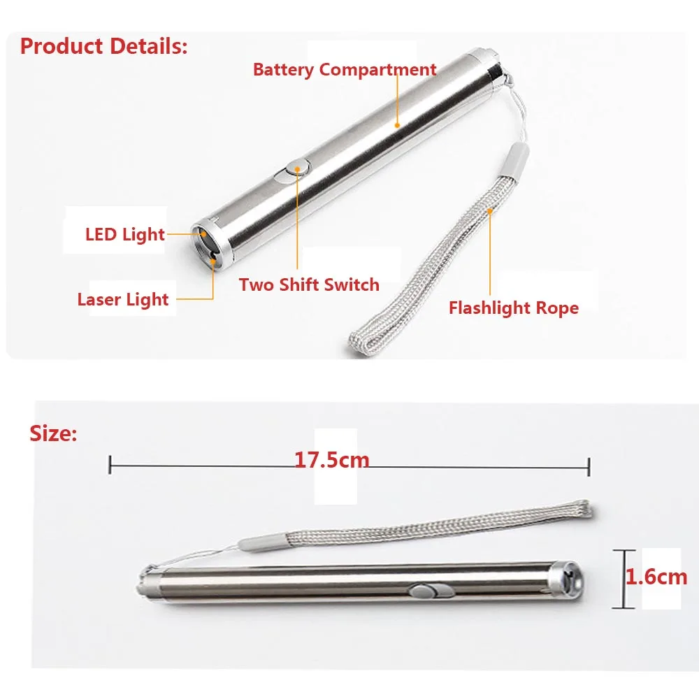 Laser Pointer 3 In 1 Mini Laser Pointer Flashlight LED Flashlight Pen Tool for Cat Chase Training Toys