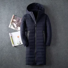 Красивая Мягкая тканевая зимняя мужская куртка, утолщенная Повседневная белая куртка на утином пуху, зимняя длинная парка, Мужская брендовая одежда