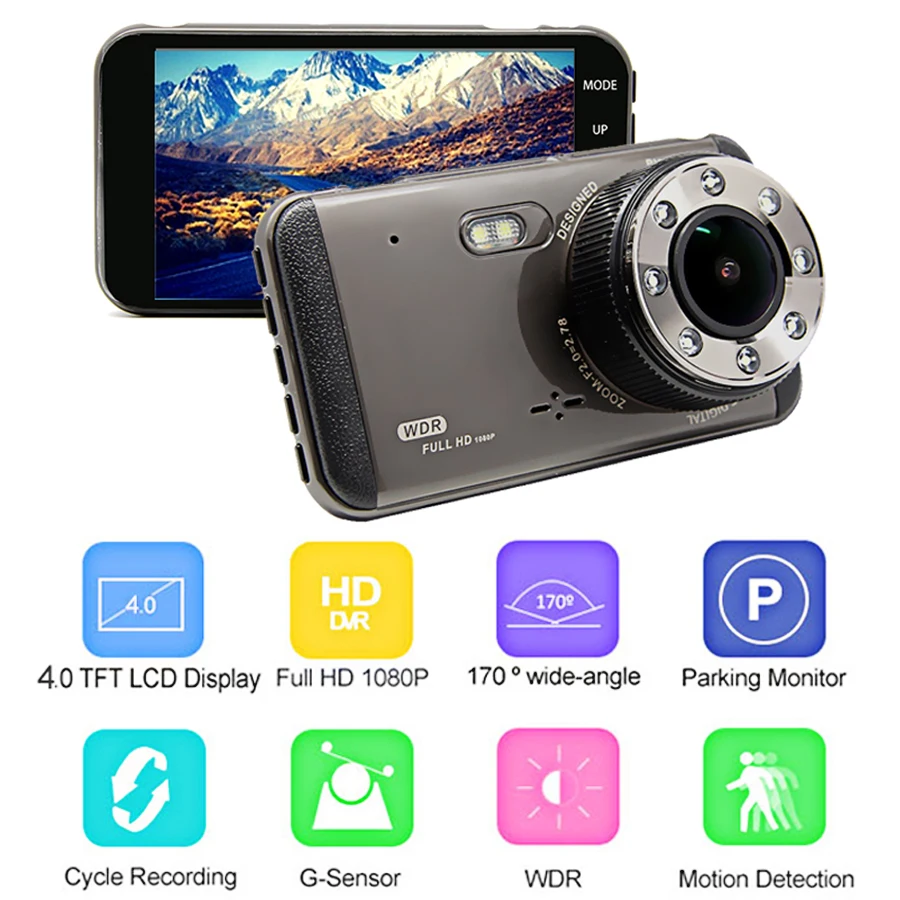 Bluavido 4 &quotIPS Full HD 1080P Видеорегистраторы для автомобилей WDR с функцией ночного