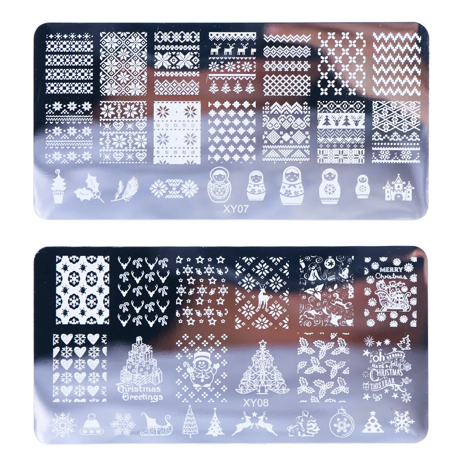 1 шт ногтей штамповки пластины Рождество Цветок Животное штамп дизайн ногтей штамповка изображения маникюрный шаблон дизайн шаблон для печати JIXY01-08