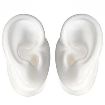 

1 Pair White Silicone Ear Model Soft Adult Simulation Ears for Hearing Aid Shop Window Display (1 Left Ear + 1 Right Ear)