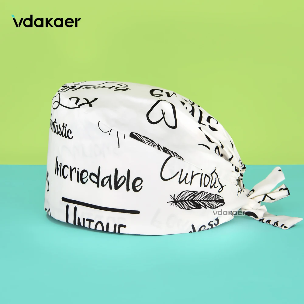 Wholesale Dentistry cap Surgical Scrub hats women hat with sweatband cotton cartoon print Pet Grooming hat nurse accessories cap