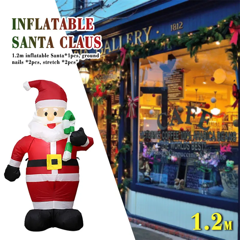 Inflatable Statue Christmas Drop Ornaments Yard Garden Airblown Santa Claus Giant 120cm Home Decoration Supper Market Cute