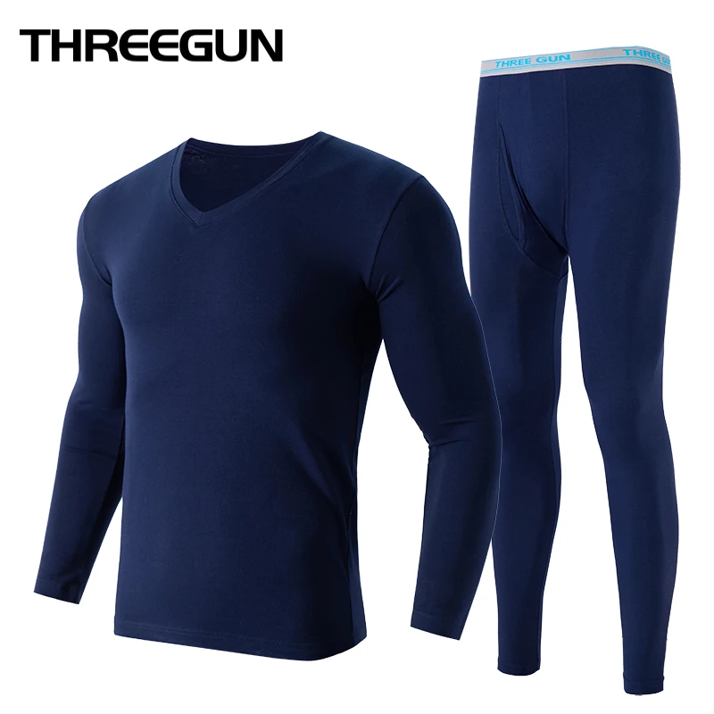 THREEGUN Нижнее белье лайкры термобелье мужское V Шея Термическое нижнее Модный пояс