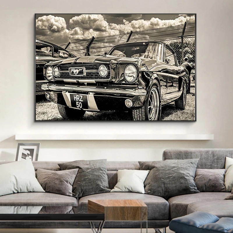 Ретро Ford Mustang Car современные картины на холсте Роскошные Классические Постеры для