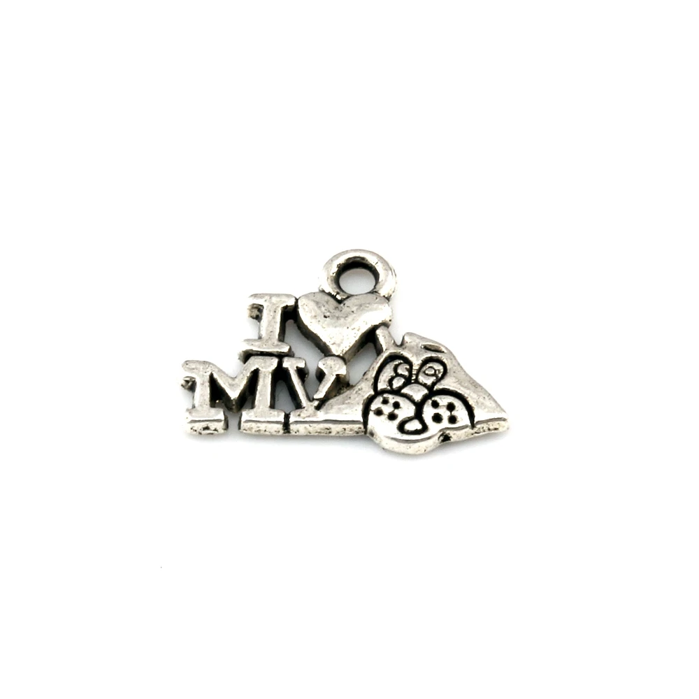 

150Pcs Single-Sided Design "I Love My Dog" Alloy Charms Pendants For Jewelry Making Findings 17X13mm A-610