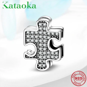 

925 Sterling Silver Lucky Puzzle Square clips charms bead jewelry making Fit Original reflection Charm Bracelet