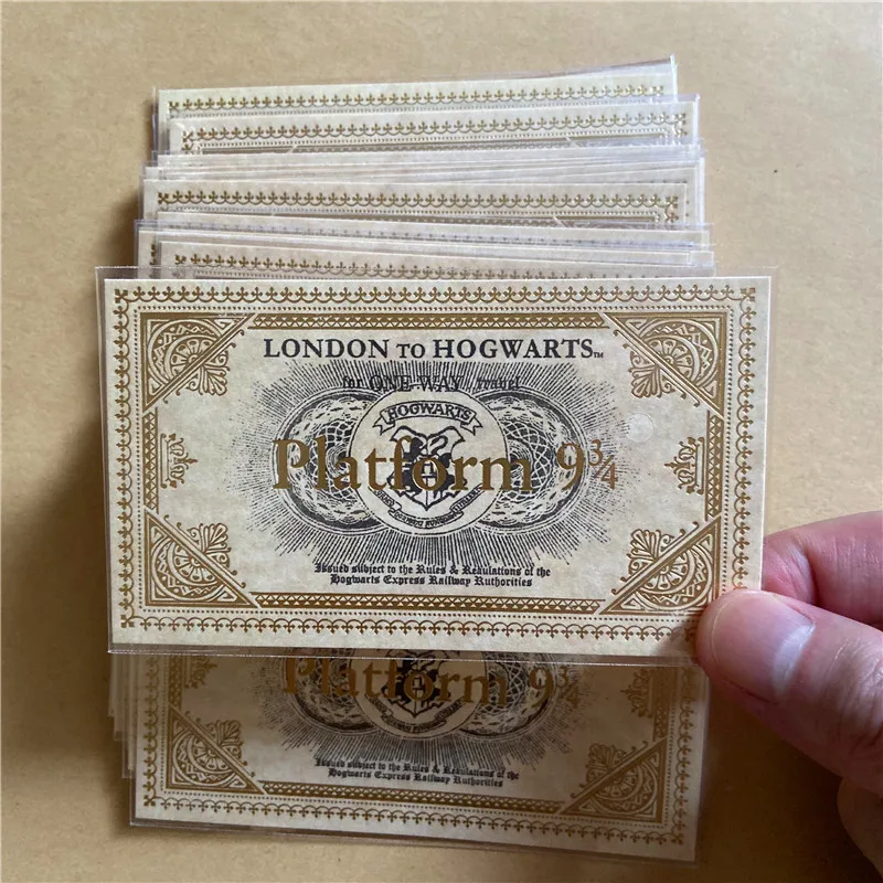 

1 Piece HP Movie Wizard Potter Hogwart School Ticket Harried Collection Quality Kraft Paper Golden Stamping Gift