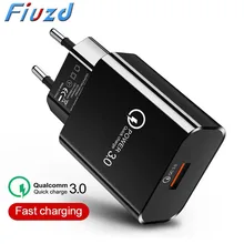 Fiuzd 18 Вт QC 3,0 USB быстрое зарядное устройство для телефона дорожный настенный адаптер 18 Вт QC3.0 FCP универсальный для Xiaomi iPhone samsung huawei EU штекер