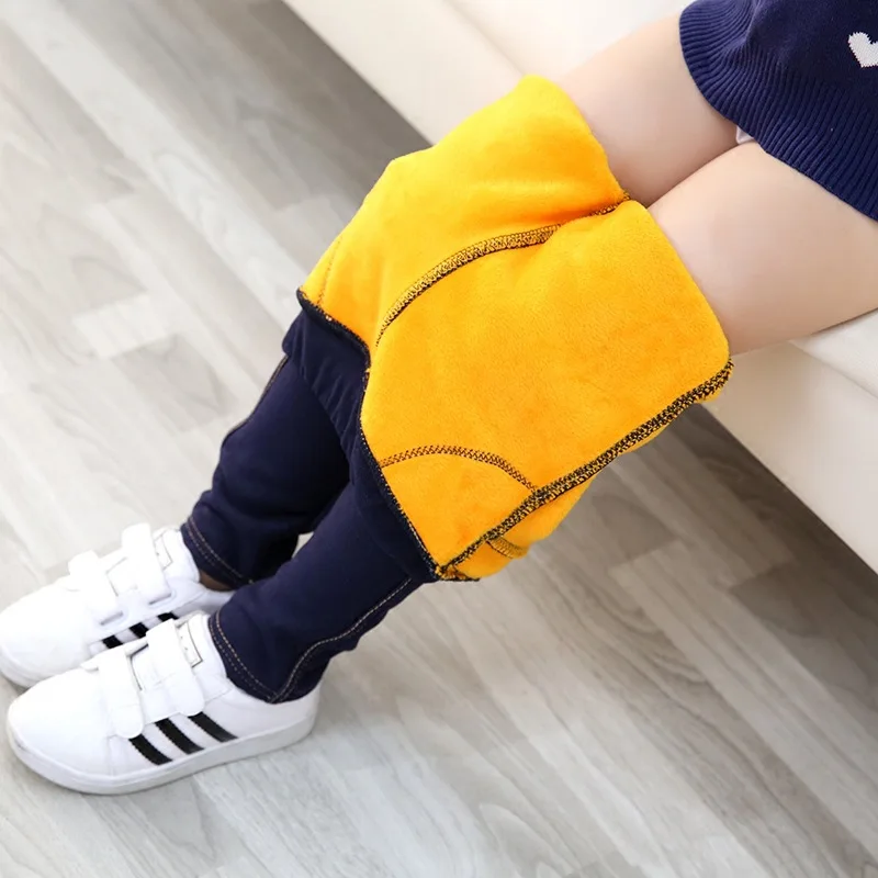 Girls Skinny Pants Winter Thick Leggings Pencil Pants Cowboy Denim Long Children Trousers Kids Winter Clothes girls pants kids pants girls trousers
