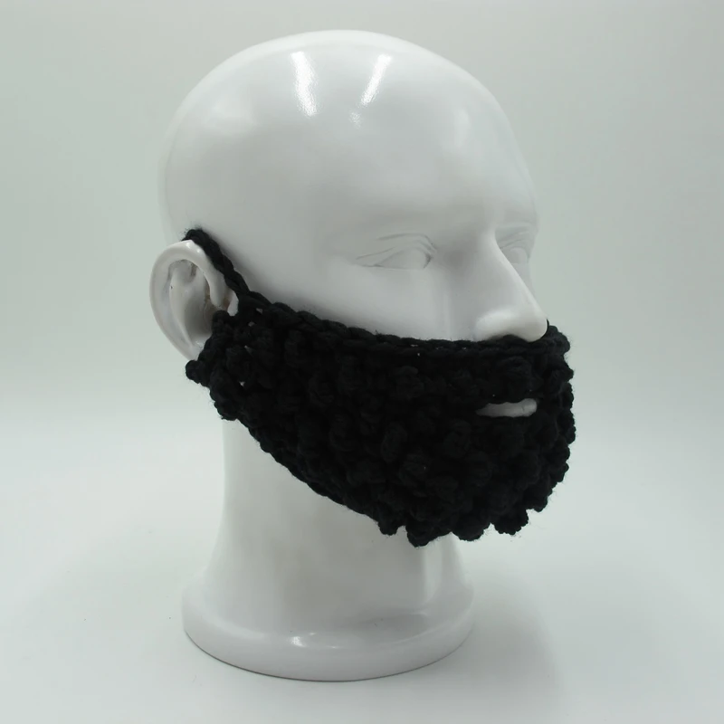 Handmade Knitted Funny Fake Beard Man Face-warmer Cap High Quality Winter Beanie Hat For Christmas Halloween Costume Party 3
