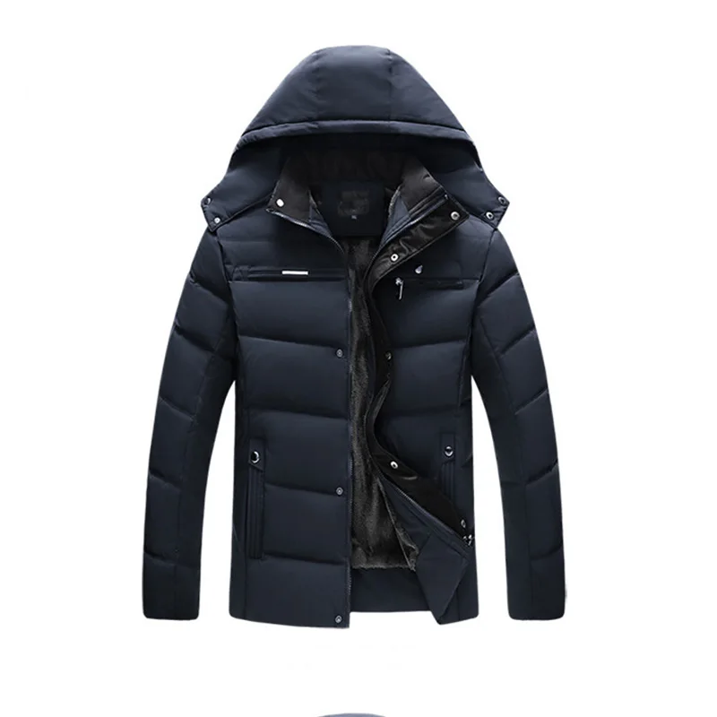 Мужская ветрозащитная куртка с капюшоном, Новое поступление, теплая зимняя куртка с капюшоном, повседневная приталенная Мужская парка, зимнее пальто, британский стиль, пальто, куртка - Цвет: FK048 Blue