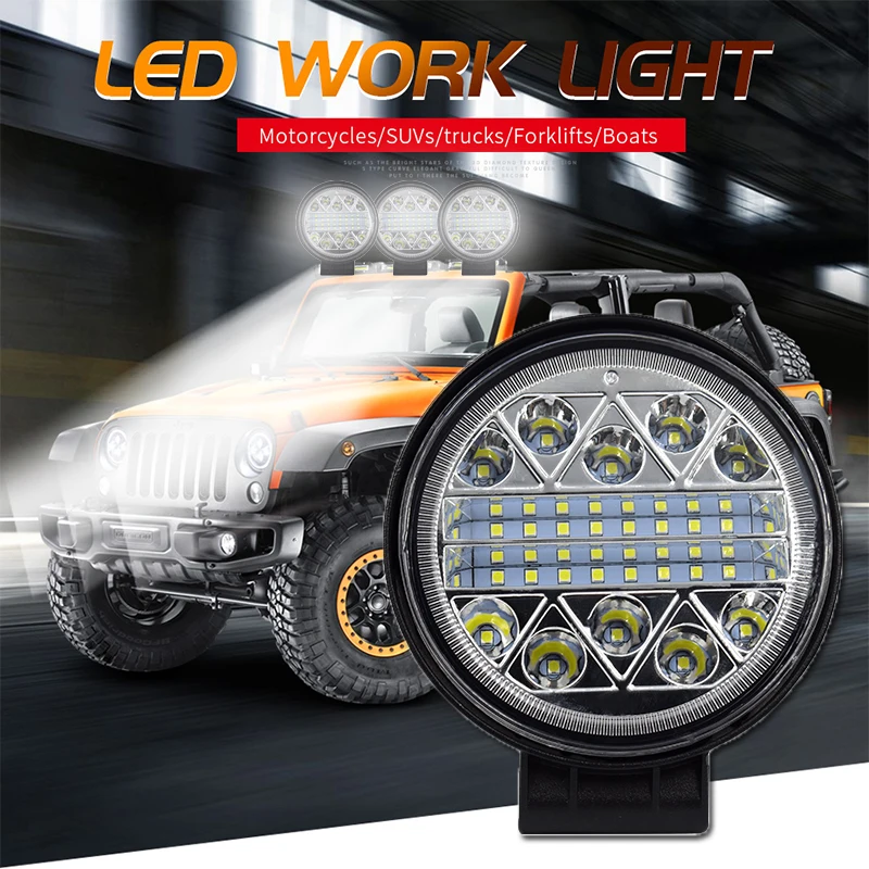 

102W Led Work Lights for Tractors Led Bar 4x4 Accessories Off Road SUV ATV Driving Fog Light Round Spotlight Car Light Beam Lamp