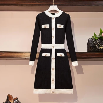 

Willstage Plus size 4XL Women dress long sleeve button small sweet wind dresses black and white 2019 Winter Oversize cloth