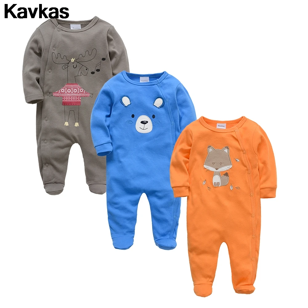 

Kavkas 3-piece fox, elk and bear pattern climbing suit 100% cotton men and women babies cute printed home service