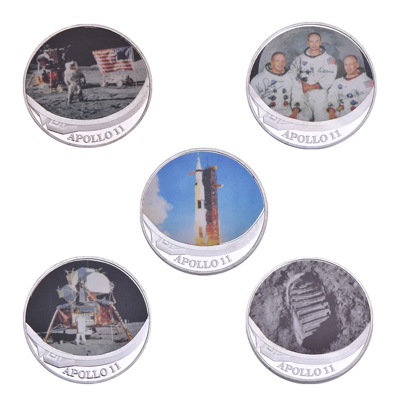 5pcs coin WR Apollo 11 50th Anniversary серебряные коллекционные монеты с держателем для монет оригинальная монета для вызова медаль США коллектор дропшиппинг - Цвет: 5pcs coin