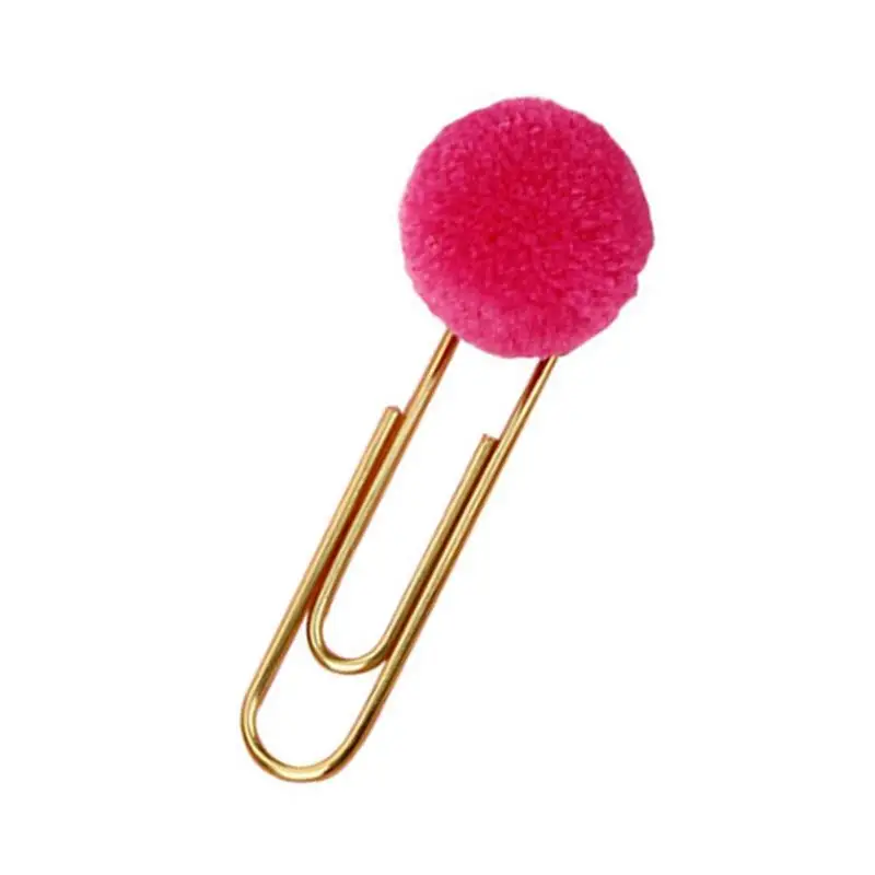 6 шт./компл. милые с маленькими пушистыми помпончиками для розовое золото Cilps моделирование Бумага зажим Бизнес канцелярские офисные Стиль Набор для работы в офисе, модные M9P1