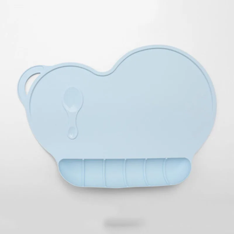 light blue Детские Новые силиконовые детские настольные коврики с карманами водонепроницаемый малыш обеденная тарелка, столовая посуда - Цвет: light blue