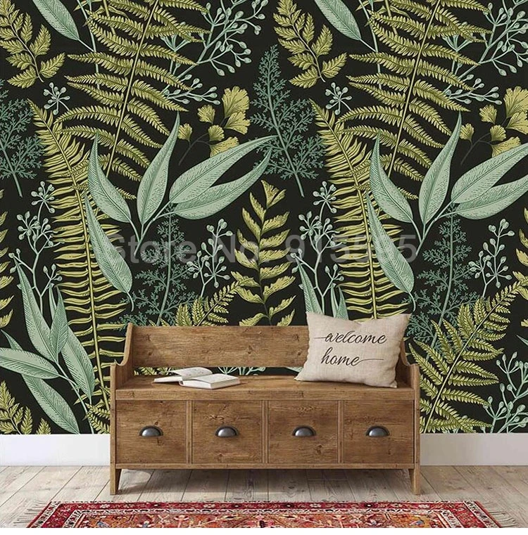 Custom 3D Mural Wallpaper For Bedroom Walls Home Decor Tropical Fern Plant Green Leaves Living Room Kitchen Waterproof Wallpaper