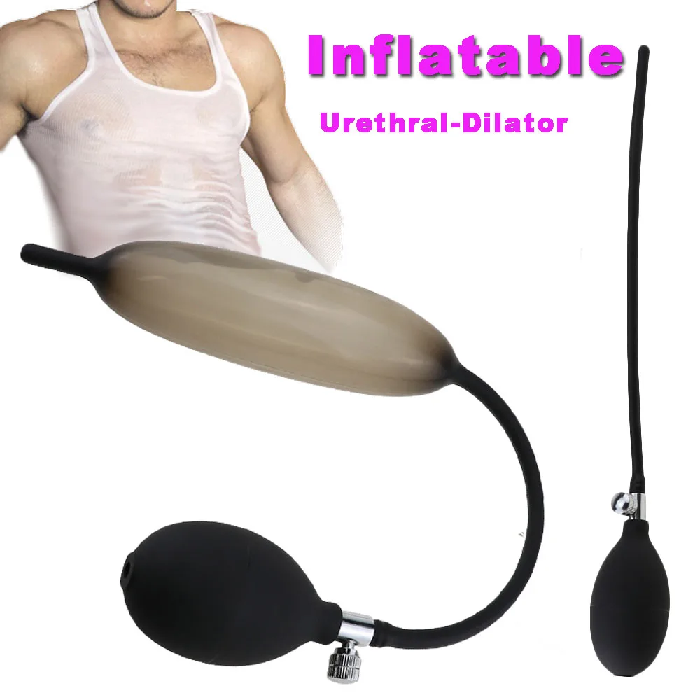 Inflatable Long Silicone Penis Urethral-Dilator Sounds Stretching Plugs Pump party Valentine's Day Anniversary gift