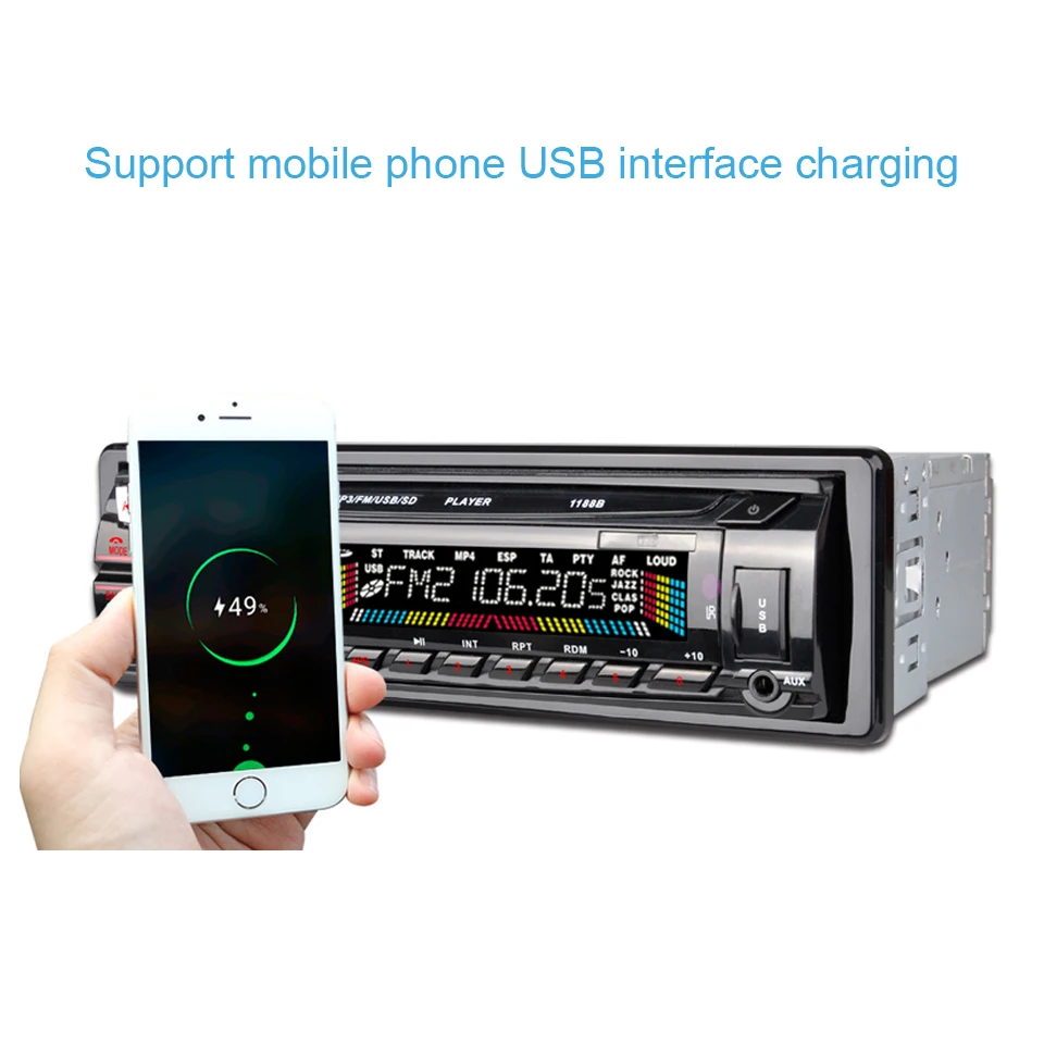 1 Din Bluetooth Авторадио Стерео радио FM Aux вход приемник SD USB 1188B 12 в MP3 аудио MP3 мультимедийный плеер