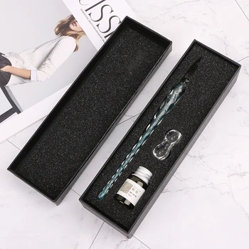 

Crystal Glass Dip Pen Set Non-carbon Ink Fountain Signature Pen Writing Tools dropshipping
