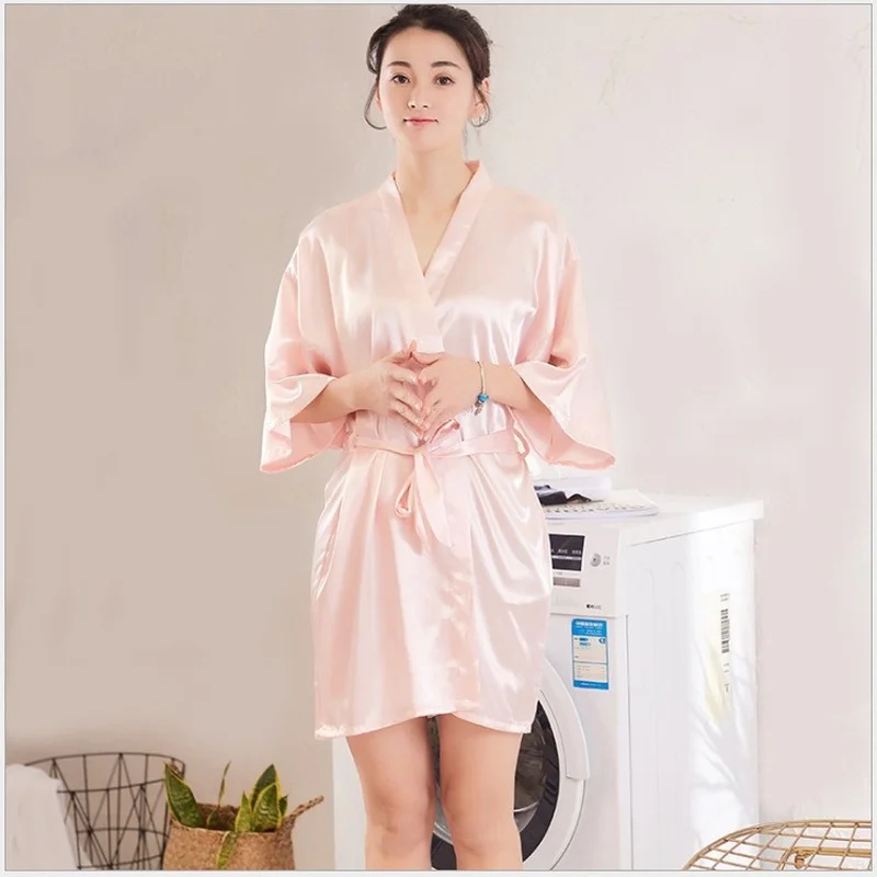 Anne Short Silk Satin Robe Pink - Shop Pure Paris