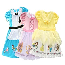 Детские платья Дисней для девочек; платье принцессы Алисы; Рождественская вечеринка; детская одежда; Новинка года; Модная одежда хорошего качества с героями мультфильмов