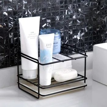 

Sponge Holder Soap Drain Storage Rack Kitchen Sink Organizer Rag Dishcloth Brush Holder Iron Shelf Bathroom Organizer