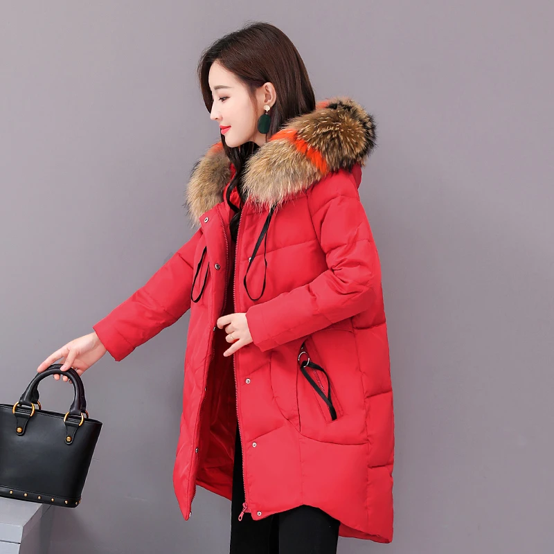 Women's Winter Long Down Jacket Hooded With Fur