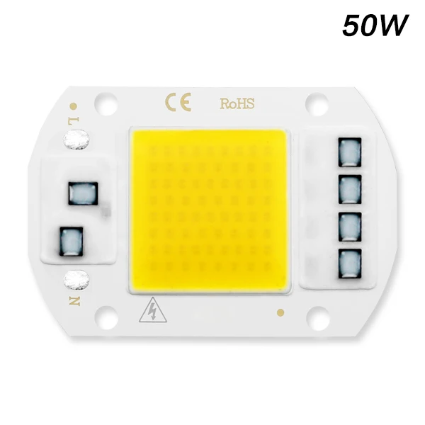 COB светодиодный чип 220 В, 50 Вт, 20 Вт, 30 Вт, 10 Вт, 3 Вт, 5 Вт, 7 Вт, 9 Вт, без необходимости драйвера, COB чип, светодиодный светильник, умная IC DIY для прожектора - Испускаемый цвет: COB 50w