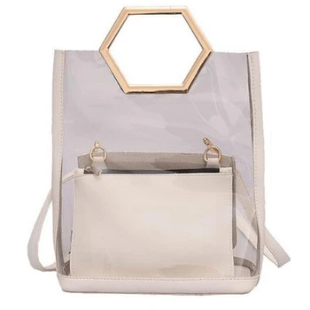 

Transparent Handbag Summer Fashion New Pvc Handbag Beach Travel Bag Shoulder Messenger Bag White