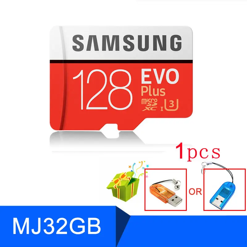 MC128GB Samsung Micro SD 128 Гб карта памяти 256 ГБ 512 ГБ 64 ГБ TF 100 МБ/с. U3 Class10 SDXC карты памяти microSD карта памяти EVO+ kaart с бесплатным подарком USB считыватель - Емкость: MC128GB