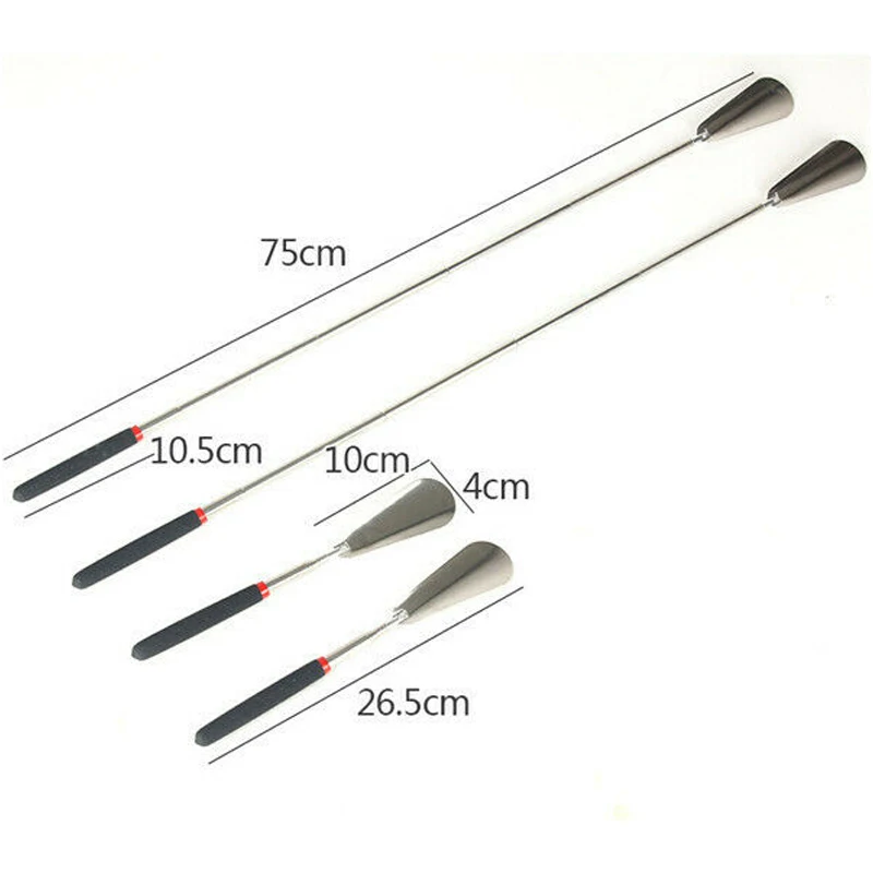 New Portable Telescopic Extendable Stainless Steel Long Handle Collapsible Shoe Horn Lifter Flexible Shoehorn Tool